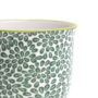 Liberte Porcelain Pot and Saucer Set – Green Leaves – 3.25″